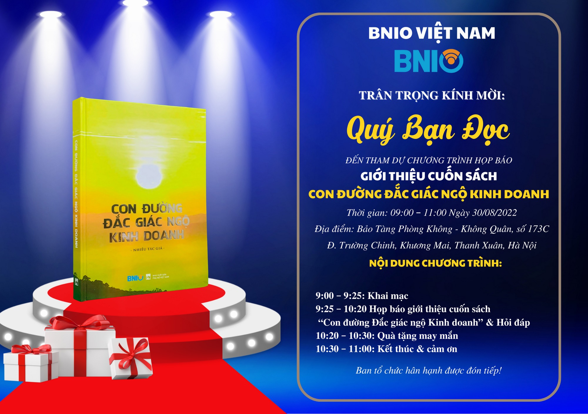 THƯ MỜI DỰ HỌP BÁO GIỚI THIỆU SÁCH (CON ĐƯỜNG ĐẮC GIÁC NGỘ KINH DOANH)