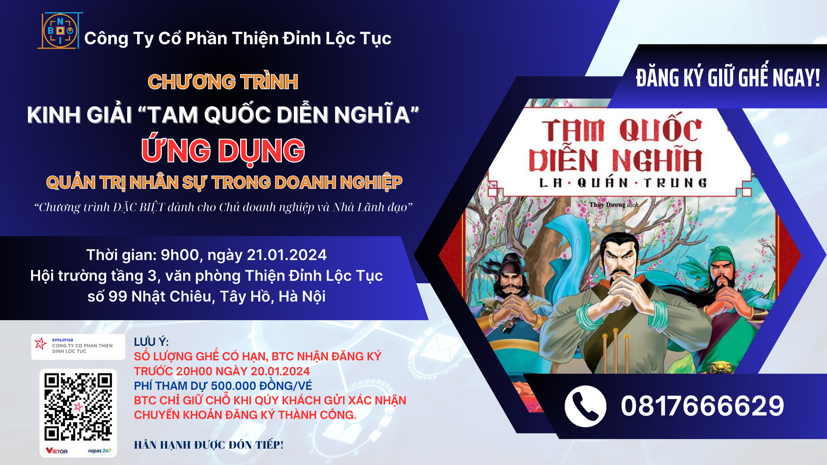 Tin vắn: CHƯƠNG TRÌNH KINH GIẢI “TAM QUỐC DIỄN NGHĨA” ỨNG DỤNG QUẢN TRỊ NHÂN SỰ TRONG DOANH NGHIỆP